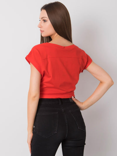 Czerwony bawełniany t-shirt damski