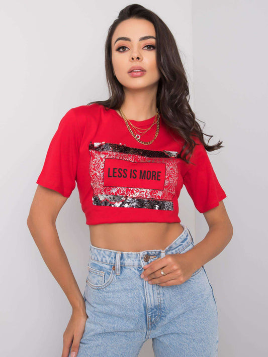 Czerwony t-shirt damski z napisem