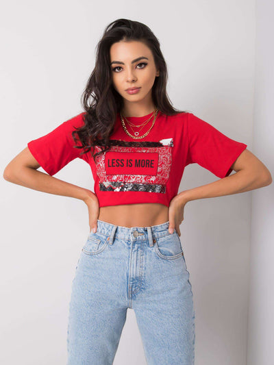 Czerwony t-shirt damski z napisem