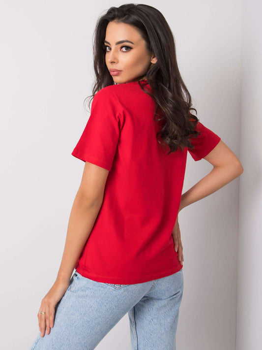 Czerwony t-shirt damski z napisem