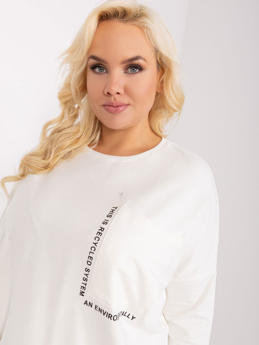 Ecru bluzka plus size z okrągłym dekoltem