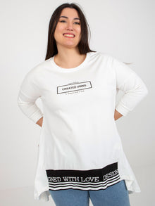 Ecru dresowa tunika plus size z rękawem 3/4
