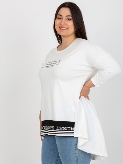 Ecru dresowa tunika plus size z rękawem 3/4