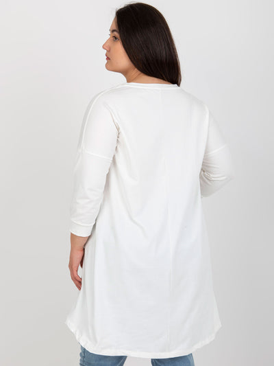 Ecru dresowa tunika plus size z rękawem 3/4