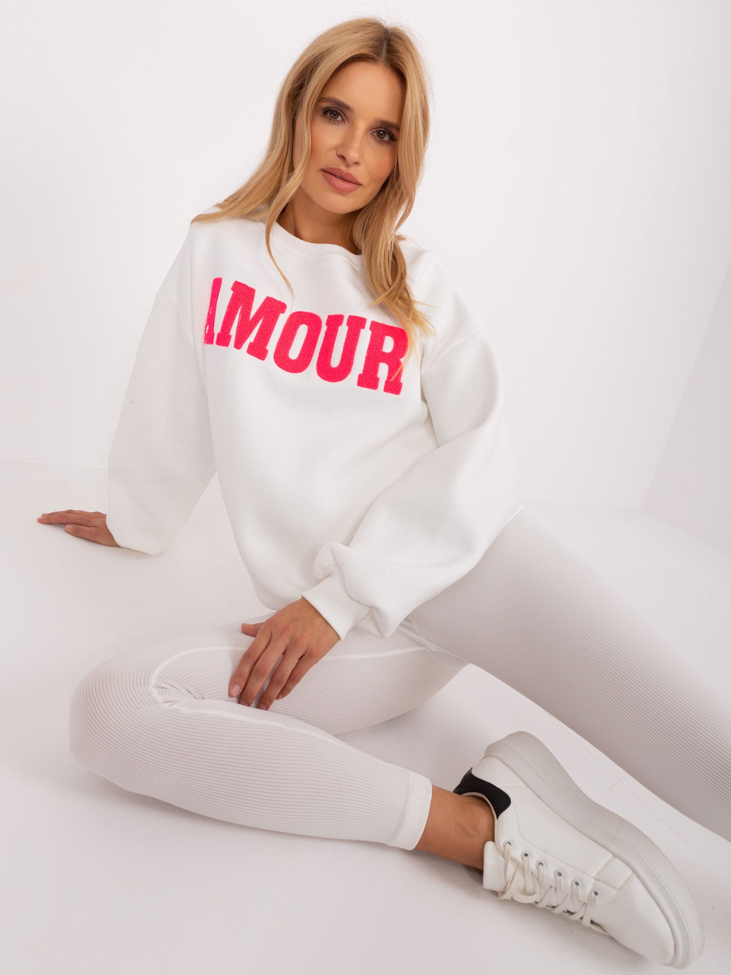 Ecru bluza oversize bawełniana