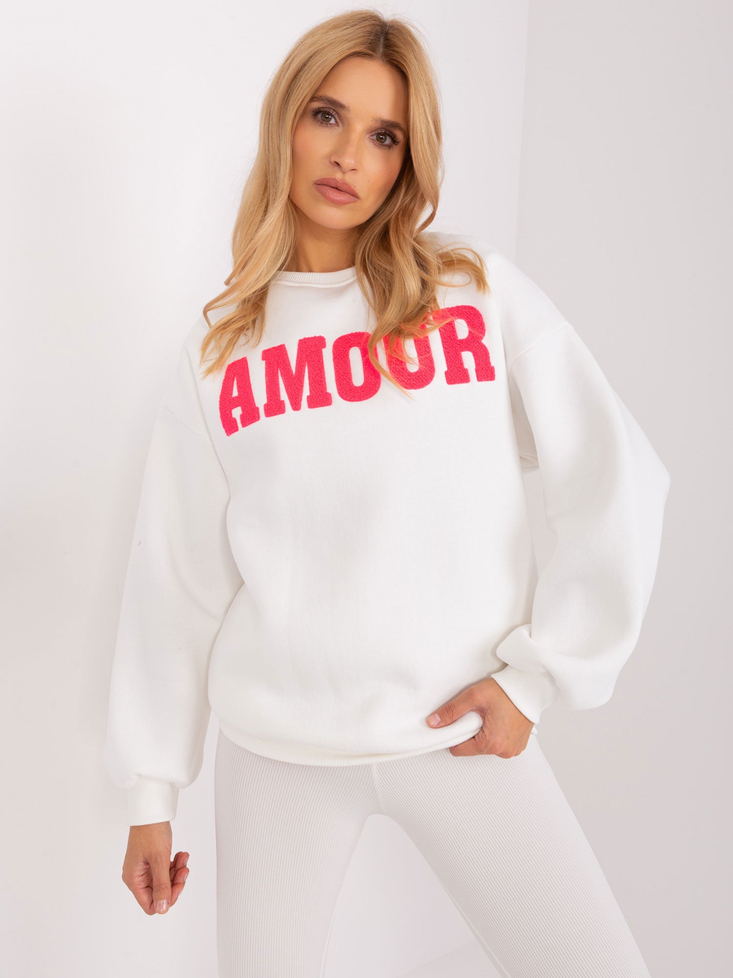 Ecru bluza oversize bawełniana