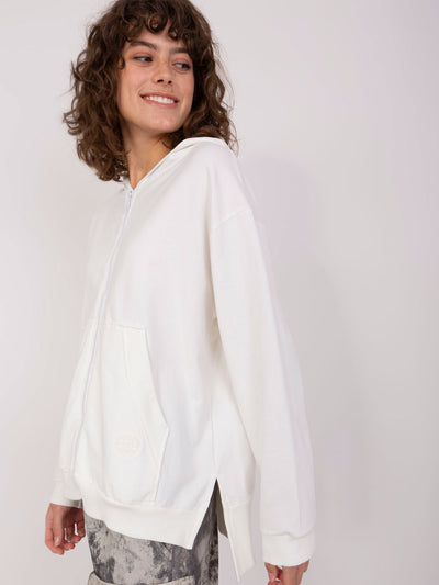 Ecru bluza damska z kapturem