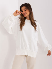 Ecru gładka bluza oversize z bawełny