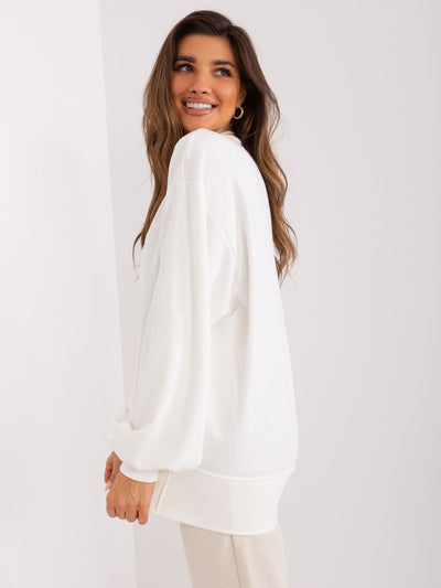 Ecru gładka bluza oversize z bawełny