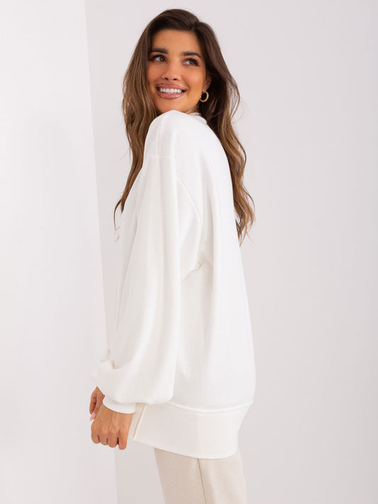 Ecru gładka bluza oversize z bawełny