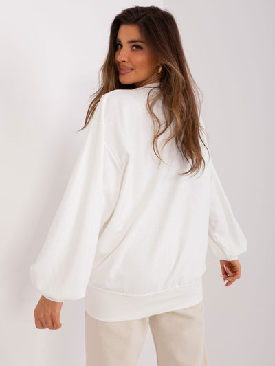 Ecru gładka bluza oversize z bawełny