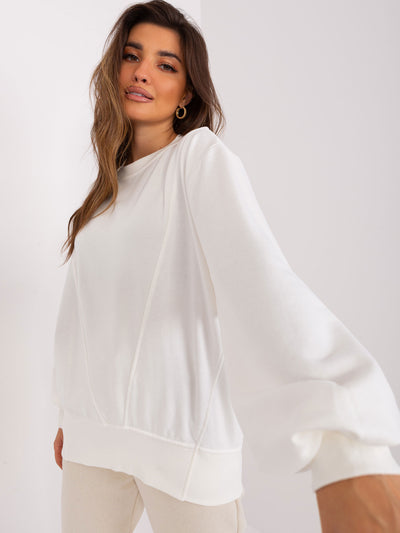 Ecru gładka bluza oversize z bawełny