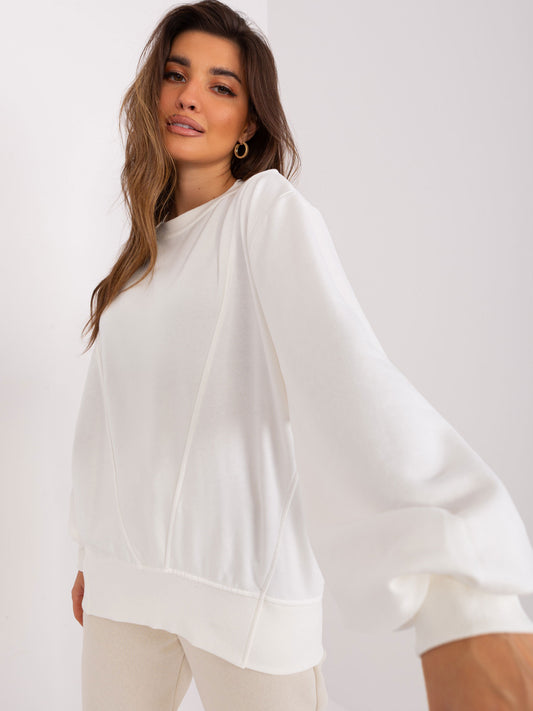 Ecru gładka bluza oversize z bawełny