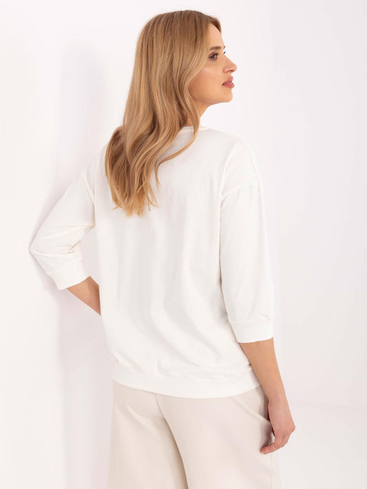Ecru damska bluzka z nadrukiem w kwiaty