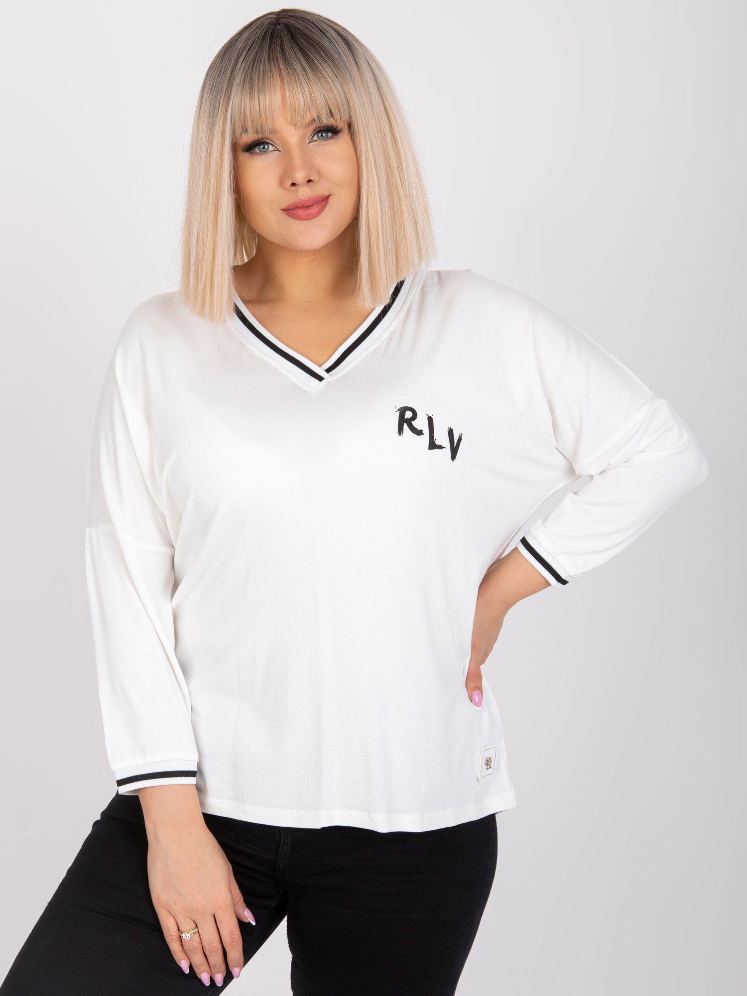 Ecru bluzka plus size z bawełny