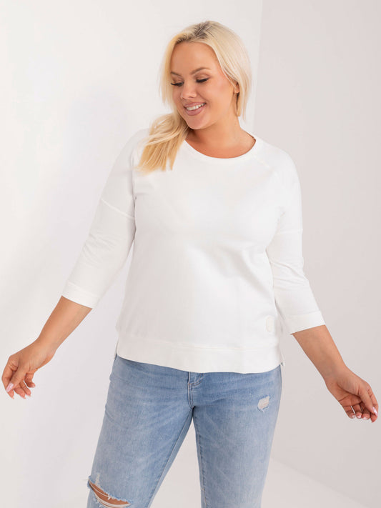 Ecru gładka bluzka plus size z bawełny