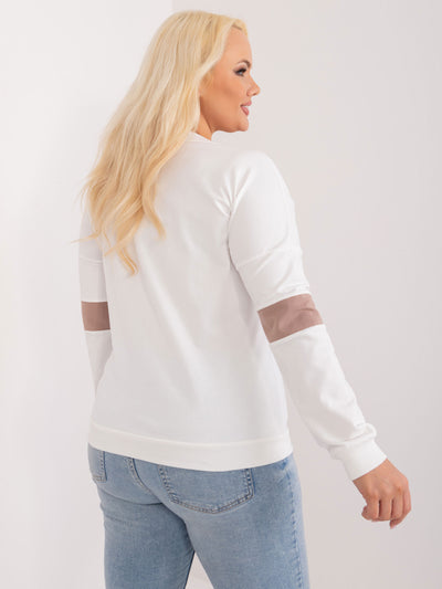Ecru bawełniana bluzka plus size z długim rękawem