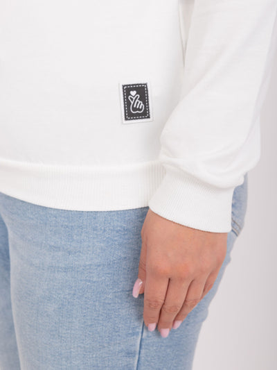 Ecru bawełniana bluzka plus size z długim rękawem