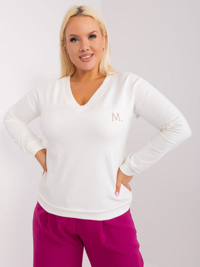 Ecru damska bluzka plus size ze ściągaczami