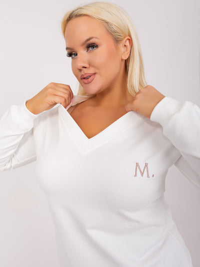 Ecru damska bluzka plus size ze ściągaczami