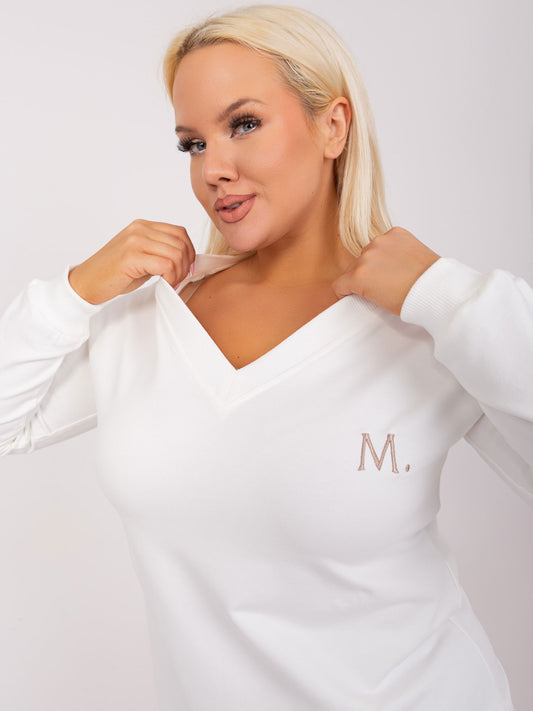Ecru damska bluzka plus size ze ściągaczami