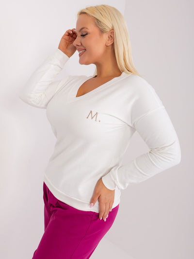 Ecru damska bluzka plus size ze ściągaczami