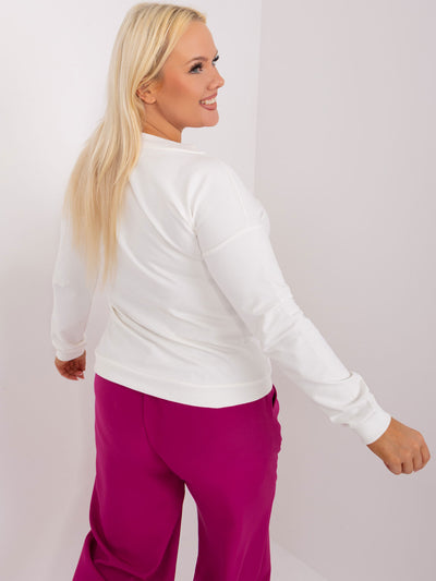 Ecru damska bluzka plus size ze ściągaczami