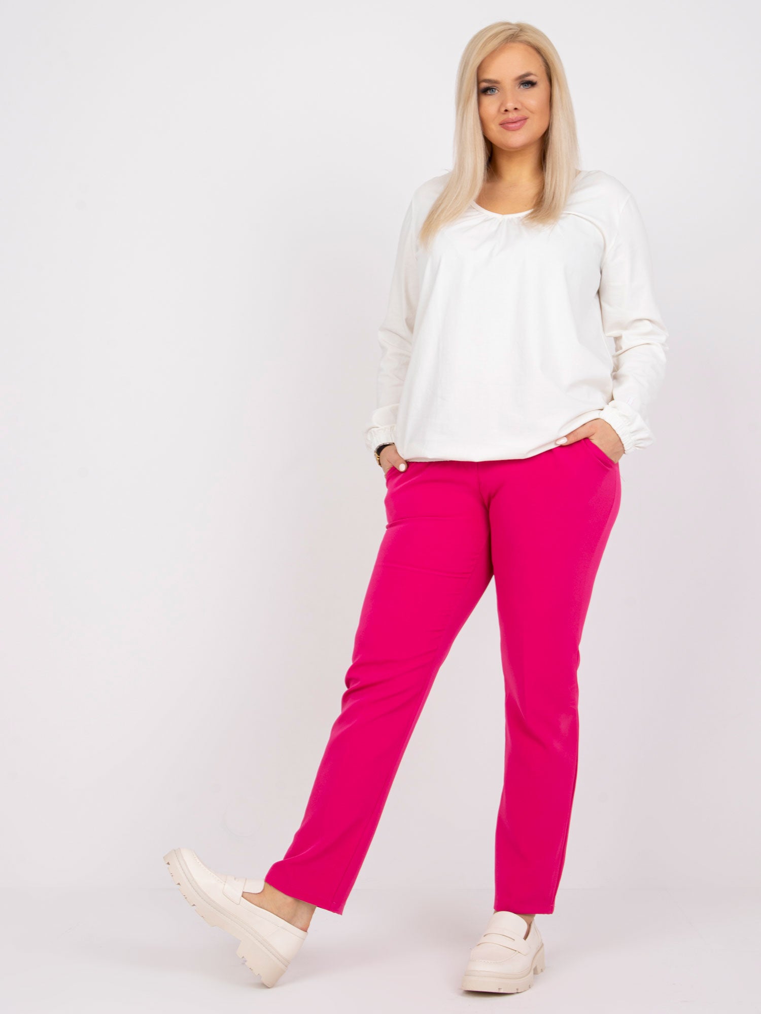 Ecru bluzka plus size z bawełny