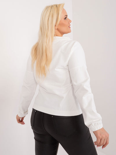 Ecru bawełniana bluzka plus size ze ściągaczami