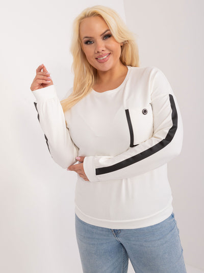 Ecru bluzka plus size z okrągłym dekoltem