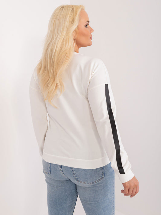 Ecru bluzka plus size z okrągłym dekoltem