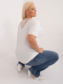 Ecru bluzka plus size z siateczkowym tyłem