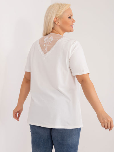 Ecru bluzka plus size z siateczkowym tyłem