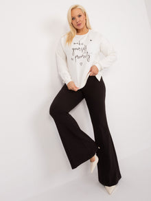 Ecru bluzka plus size z długim rękawem