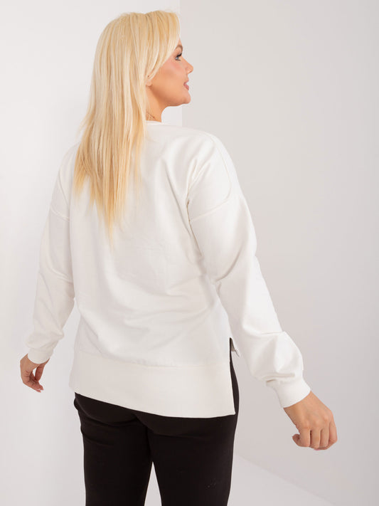 Ecru bluzka plus size z długim rękawem