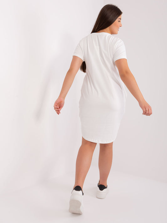Ecru sukienka plus size basic z bawełny