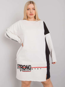 Ecru tunika plus size z długim rękawem