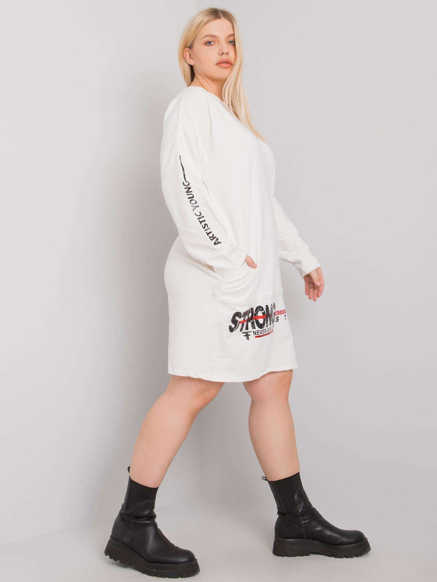 Ecru tunika plus size z długim rękawem