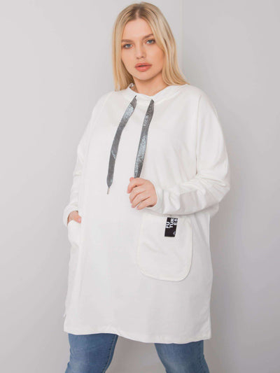Ecru tunika plus size z kieszeniami