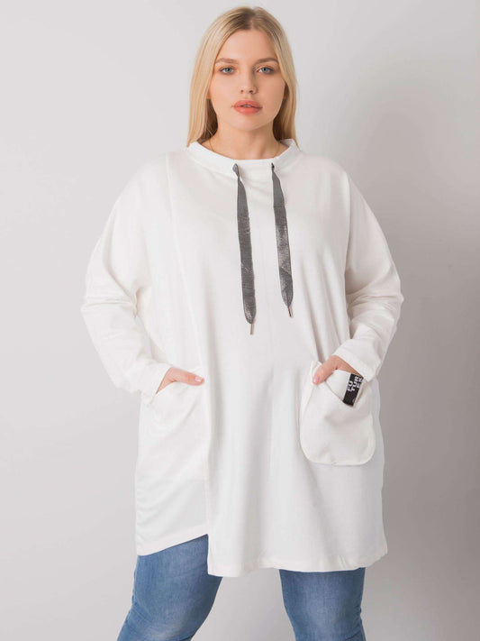 Ecru tunika plus size z kieszeniami