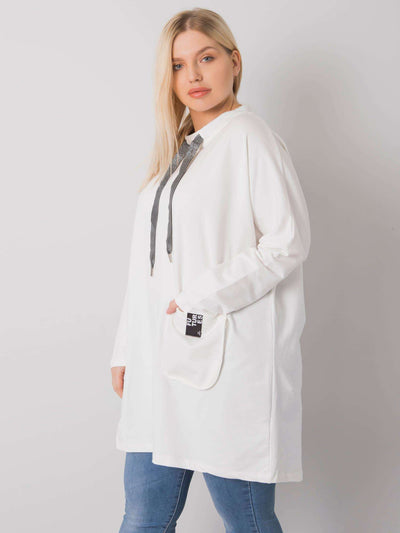 Ecru tunika plus size z kieszeniami