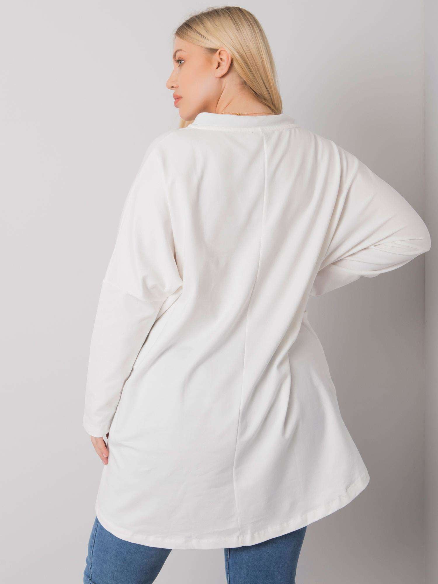 Ecru tunika plus size z kieszeniami