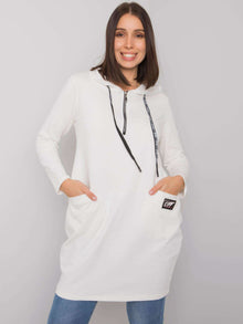 Ecru damska tunika plus size z kieszeniami