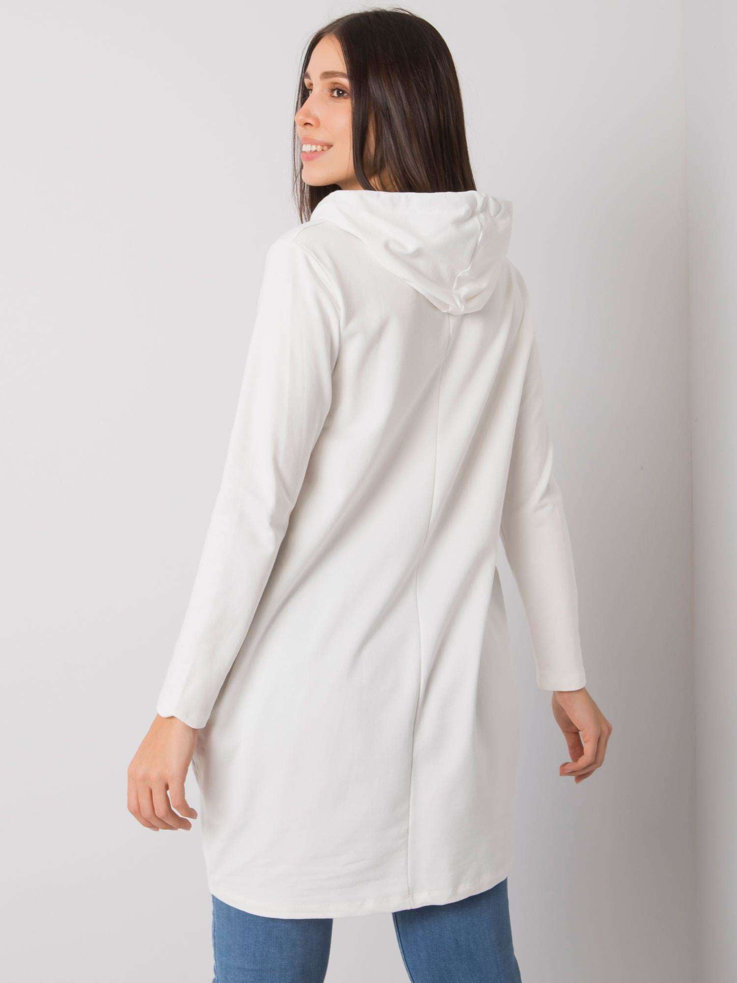 Ecru damska tunika plus size z kieszeniami
