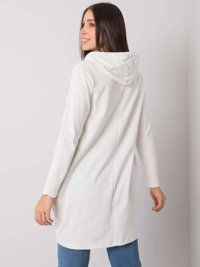 Ecru damska tunika plus size z kieszeniami