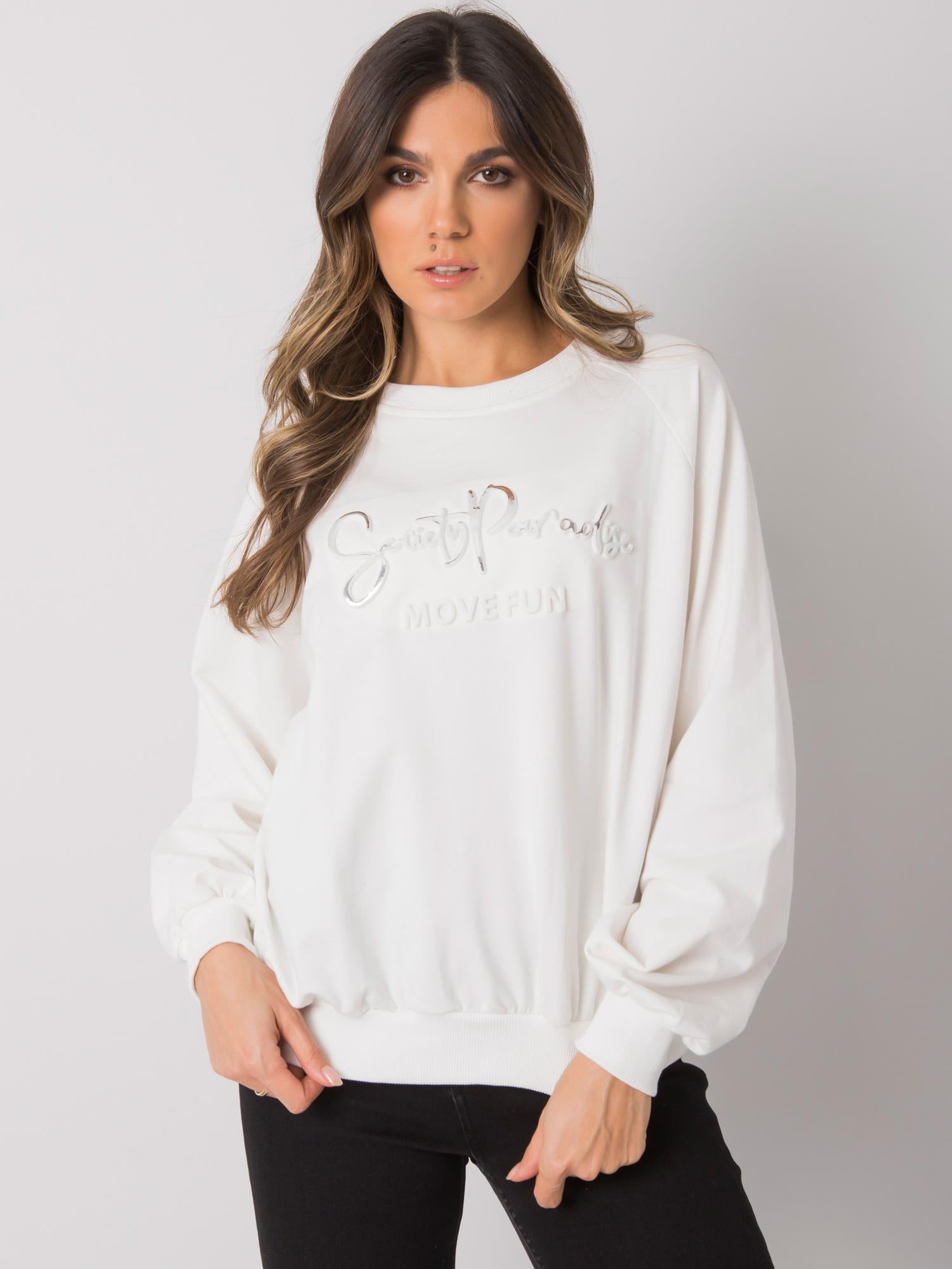 RUE PARIS Ecru bluza z napisem
