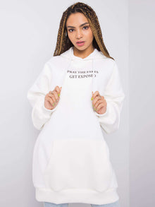 RUE PARIS Ecru bluza kangurka z kapturem