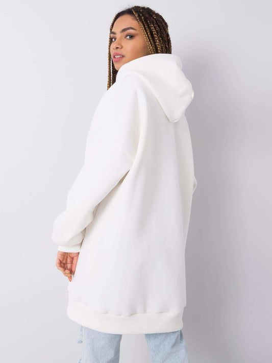 RUE PARIS Ecru bluza kangurka z kapturem