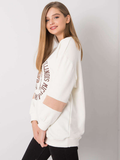 Ecru bawełniana bluza oversize z nadrukiem