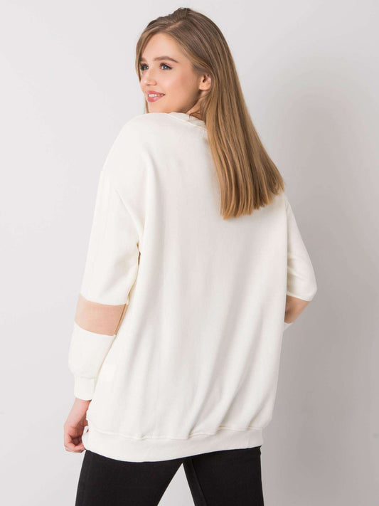 Ecru bawełniana bluza oversize z nadrukiem